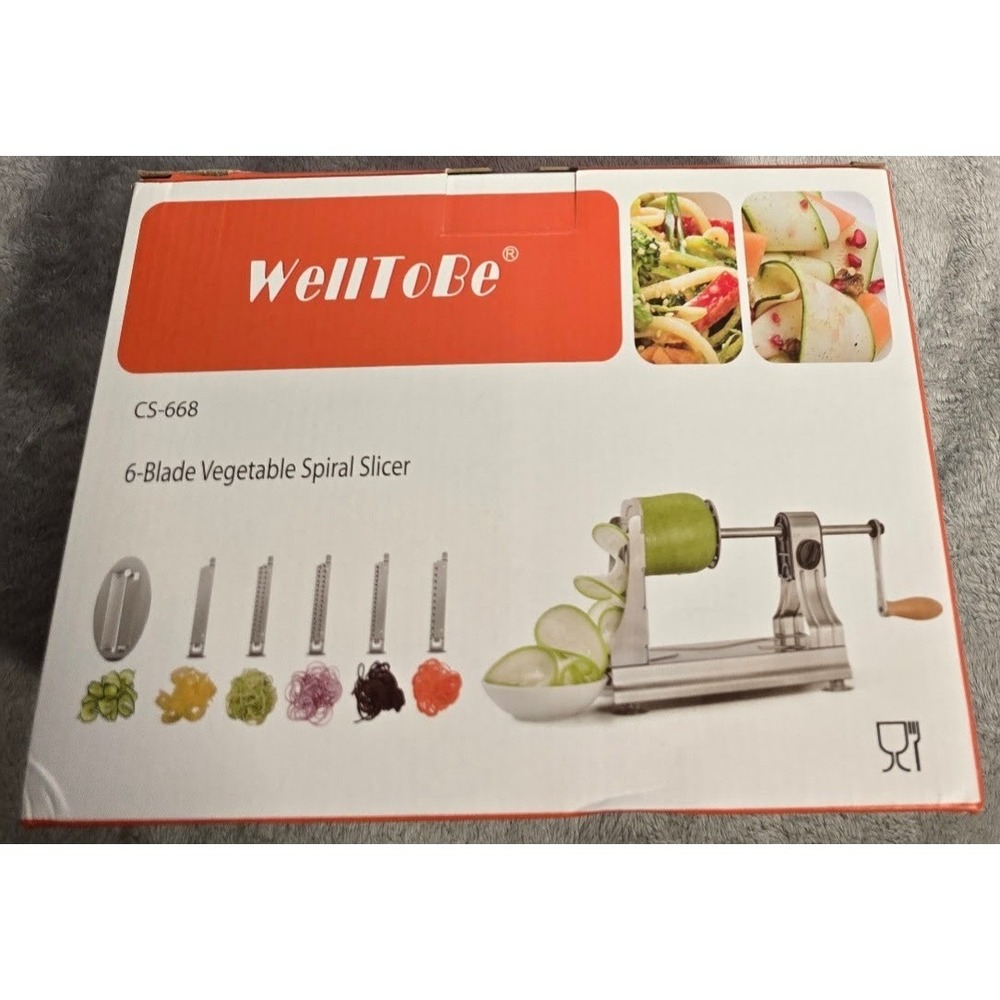 WellToBe CS-668 6-Blade Vegetable Spiral Slicer Stainless Steel Zoodle Maker